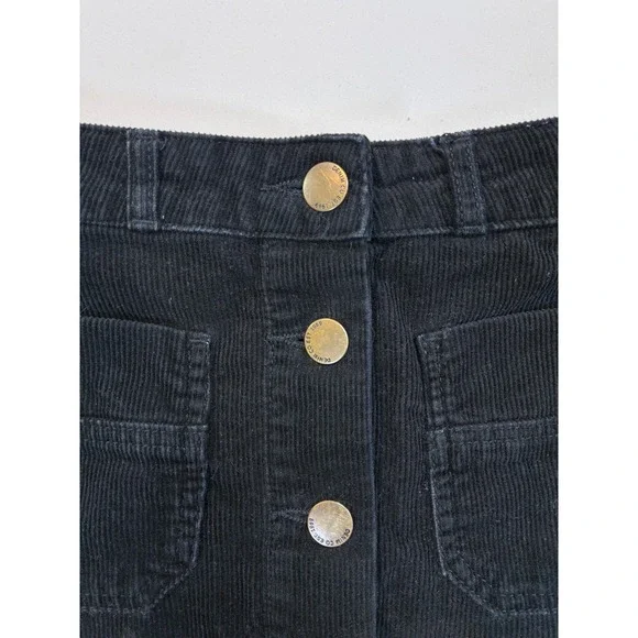 DENIM CO Black Dark Academia Corduroy Button A Line Winter Mini Skirt Size 2 - Picture 5 of 9